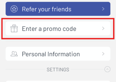 Celsius App Profile page Promo Button